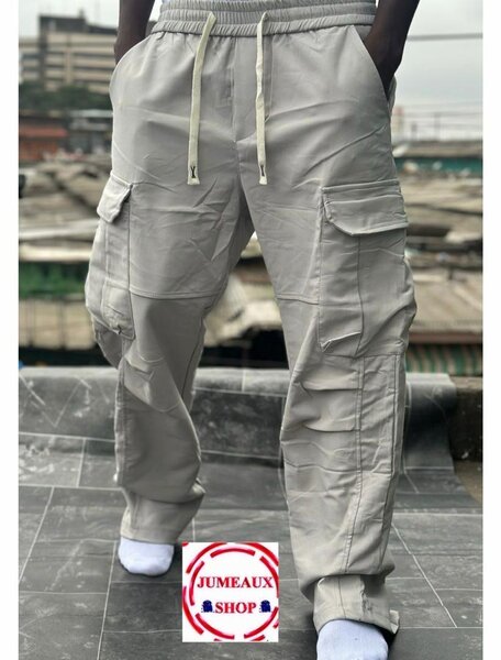 Pantalon cargo gris homme