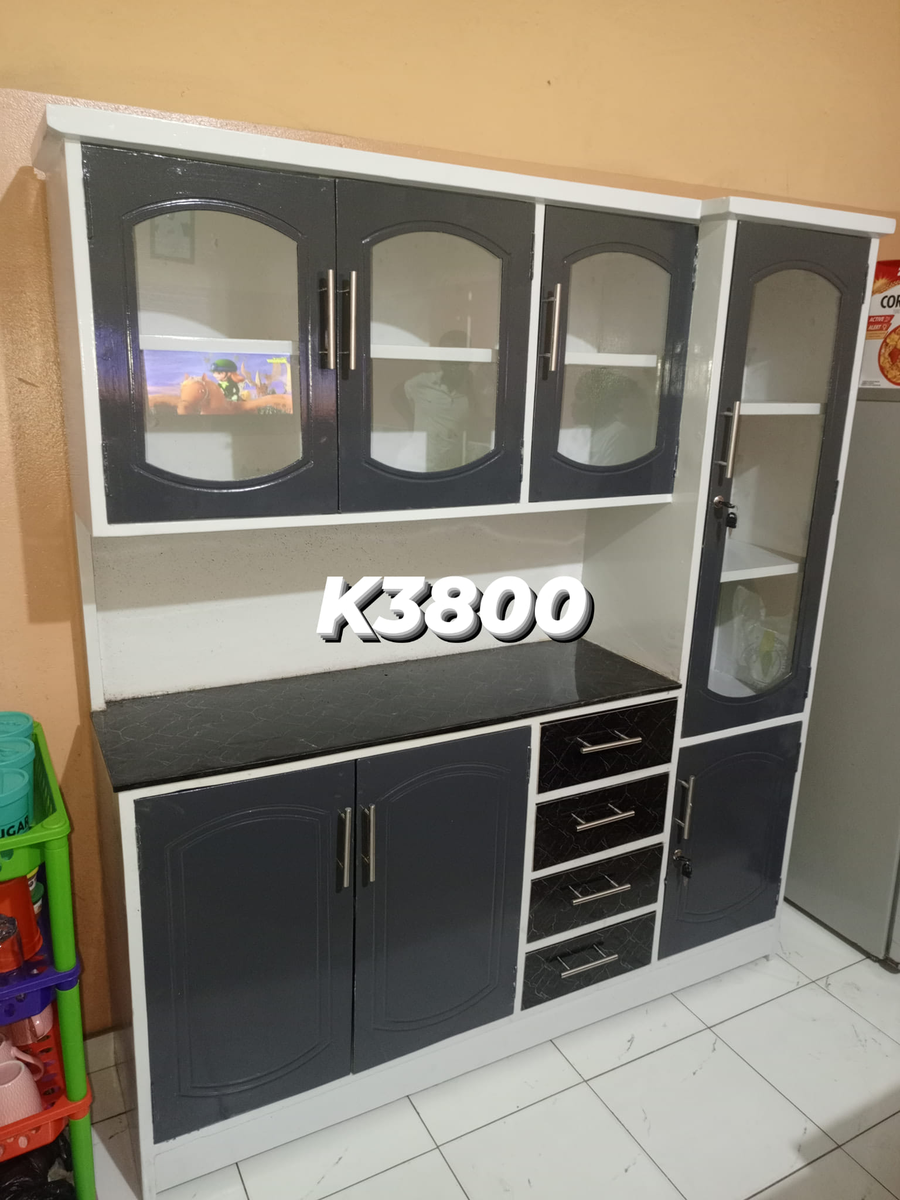 kitchen dark gray and white