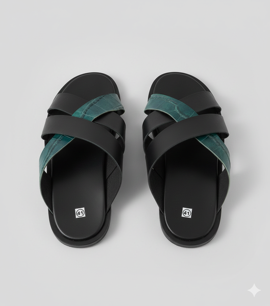 Sandales croisées cuir homme