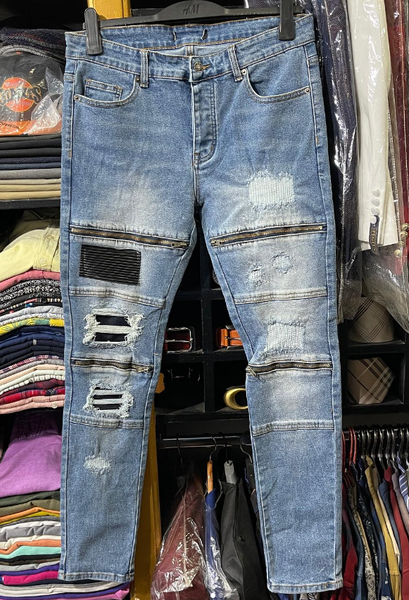 Biker Tattered Stretch Jeans