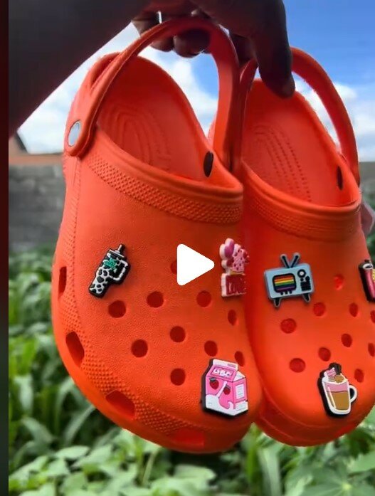 Beautiful decorated crocs red