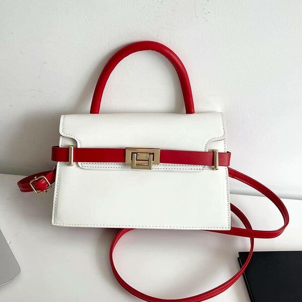 Sac à main chic blanc et rouge