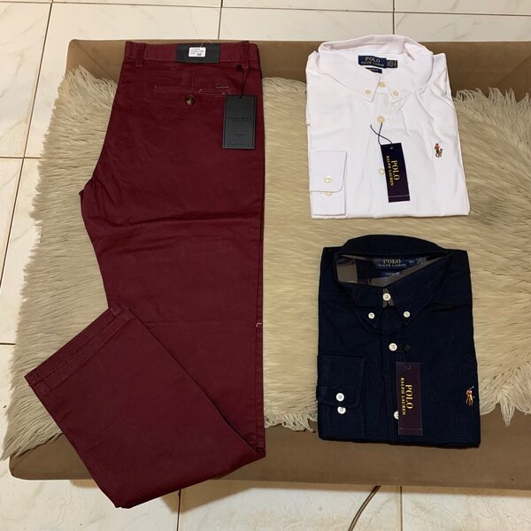 Khaki trouser and polo long sleeves