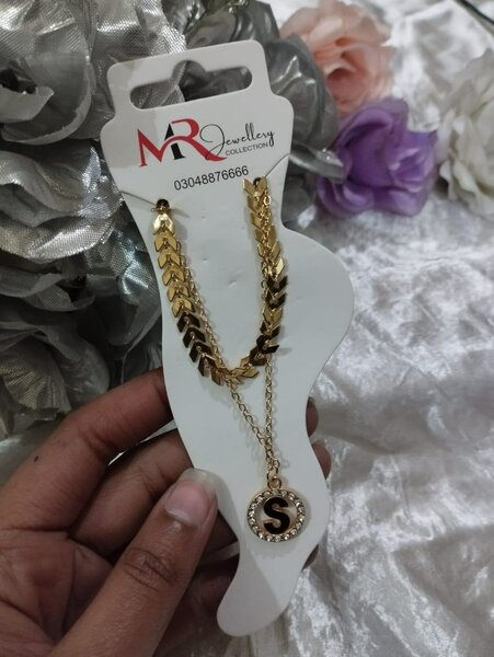 Golden Heavy Imported S Alphabet Necklace For Women / Girls