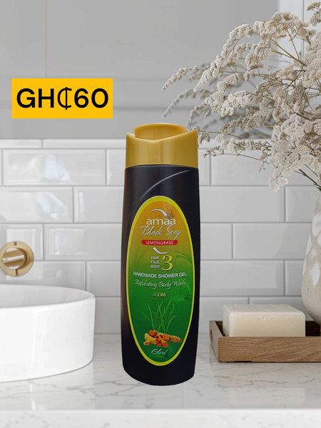 Amaa Black Soap Lemongrass & Turmeric Shower Gel