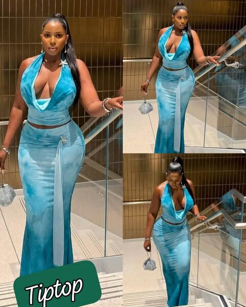 Robe soirée bleue élégante