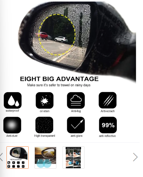 2 Pack Round Car Rearview Mirror Protective Film Waterproof Rainproof Clear Protective Film