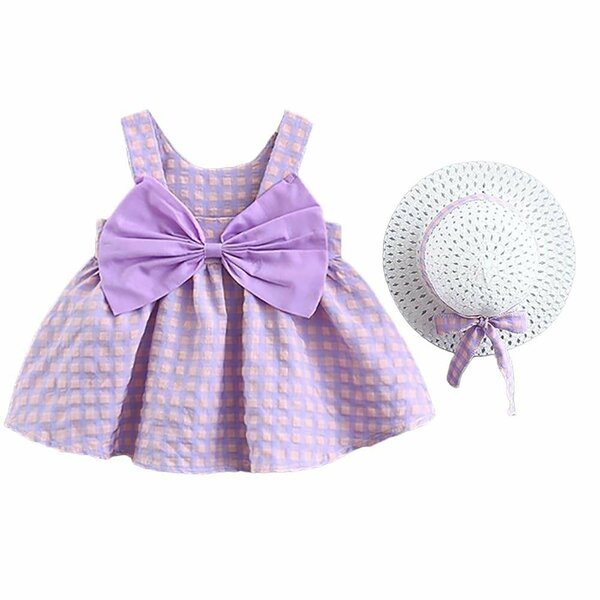 Robe et chapeau fille lilas