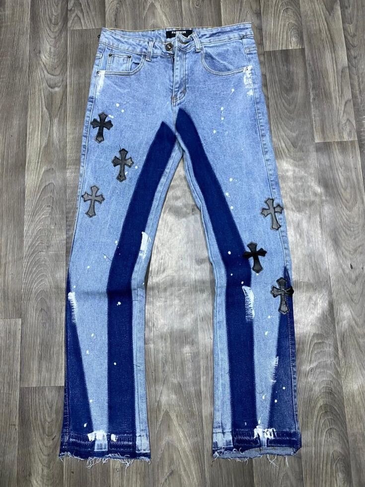 Jeans patchwork croix homme