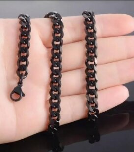 High Qualtiy Black Men's Silver Stainless Steel Chain