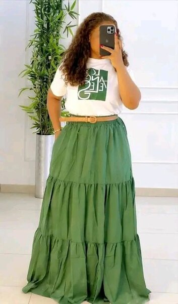 Jupe longue évasée verte