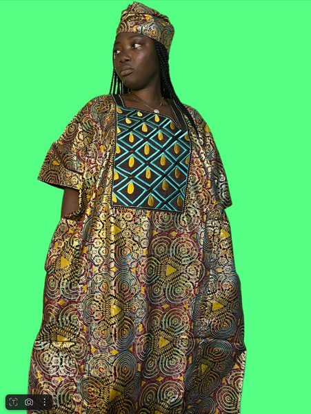 Robe africaine jaune à motifs