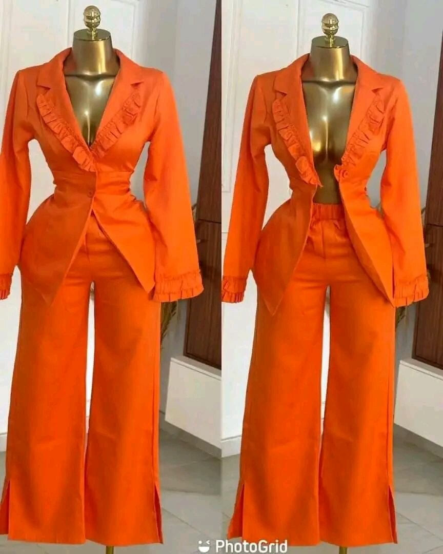 Tailleur femme élégant orange