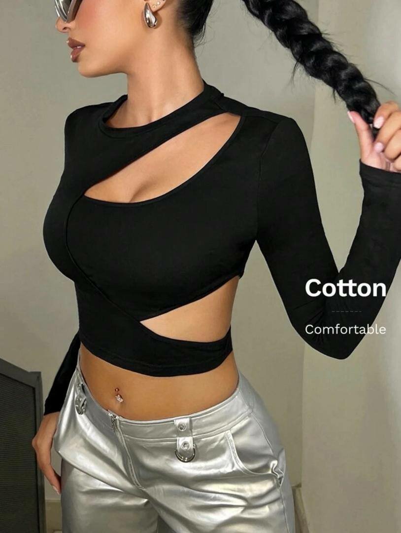 Top asymétrique noir femme