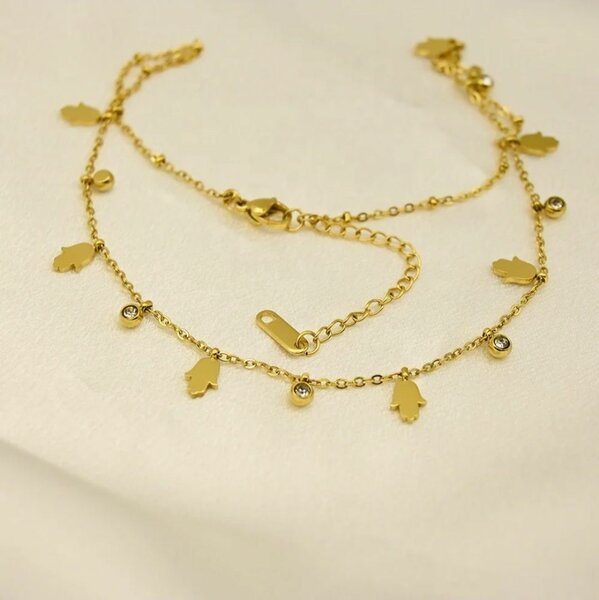 Gold Hamsa Charm Necklace