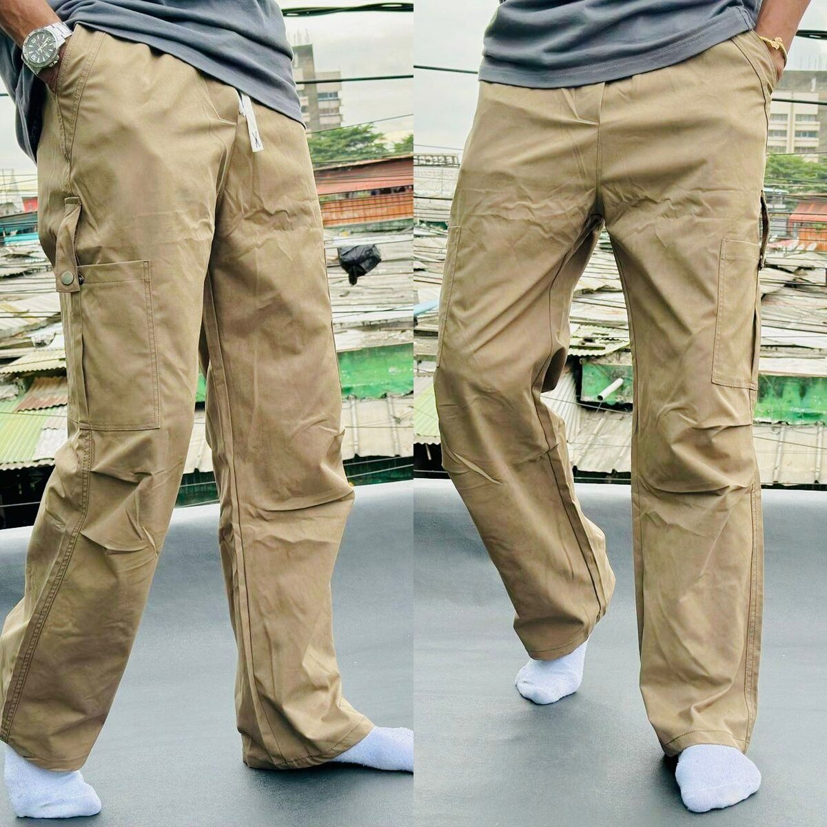 Pantalon cargo ample homme