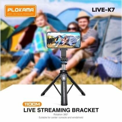 Plokama K7 LED Tripod 3-in-1 Selfie Stick - 105cm
