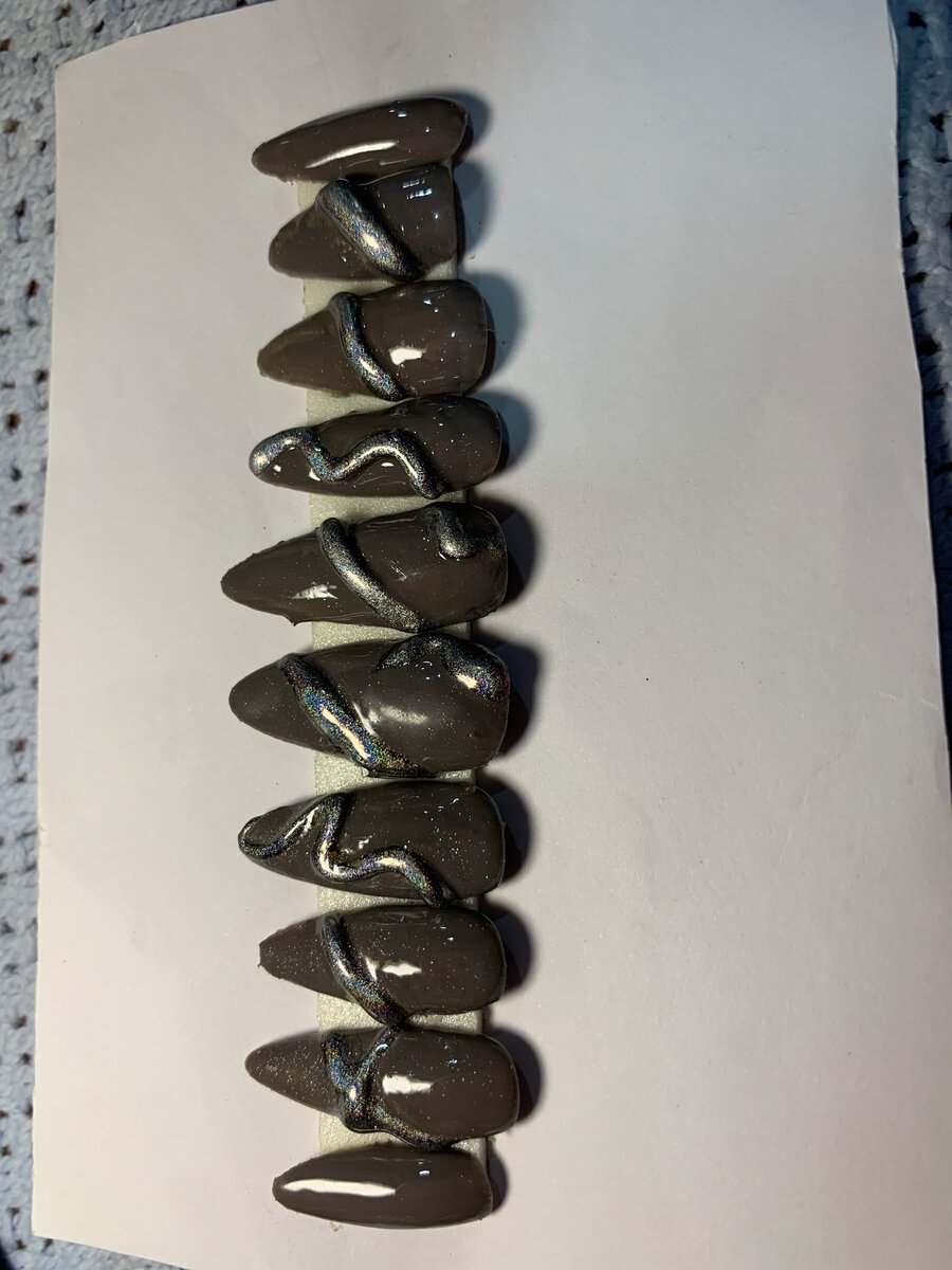 Ongles Press-On Gris Brillant