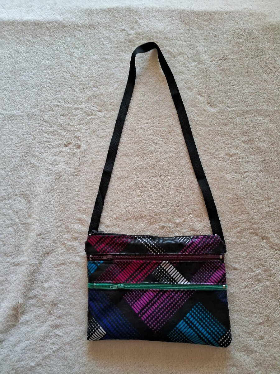 Triple zip Chitenge sling bag