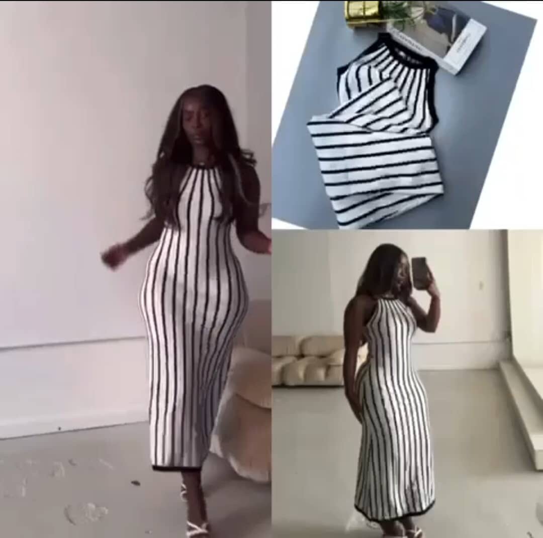 Robe longue rayée élégante