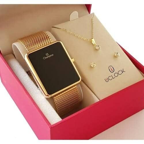 Ensemble Montre et Bijoux Dorés