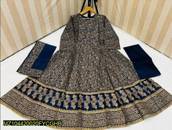 3 PC women's Stitched Karta Silk Steam Paint Suit