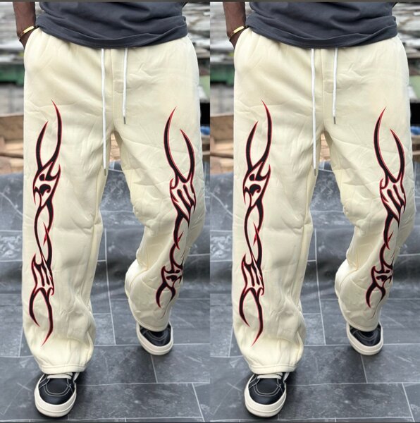 Pantalon jogging beige motif tribal