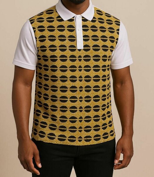 Polo homme motifs géométriques