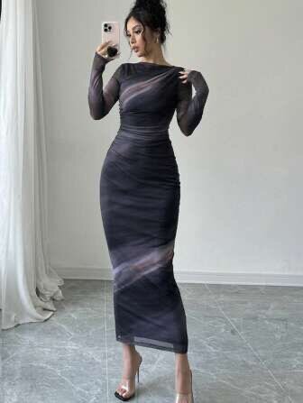 Robe longue chic à manches longues