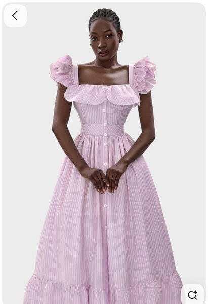 Robe longue rose à volants