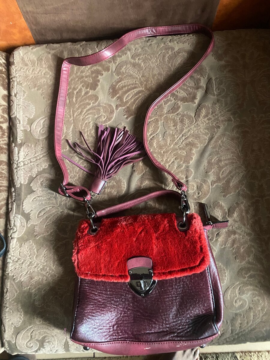 Sac à bandoulière en cuir bicolore