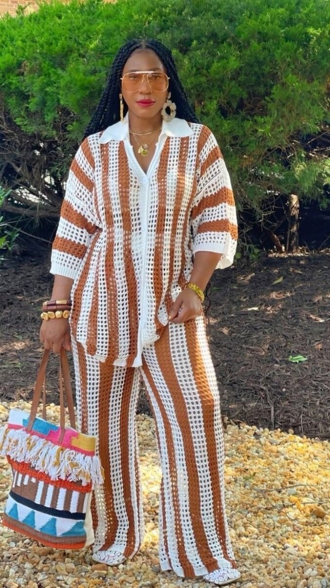 Ensemble chic rayé femme