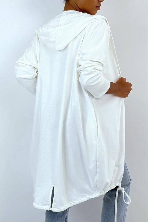 GILET LONG À CAPUCHE