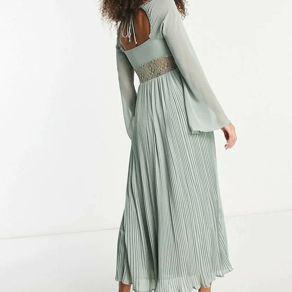 Green lace inset dress