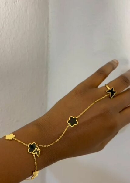 Bracelet bague doré élégant