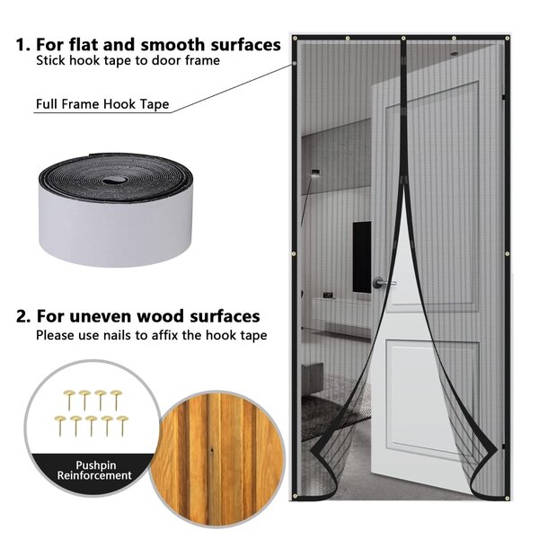 Magnetic Screen Door Mesh Handsfree Insect Barrier for Doors