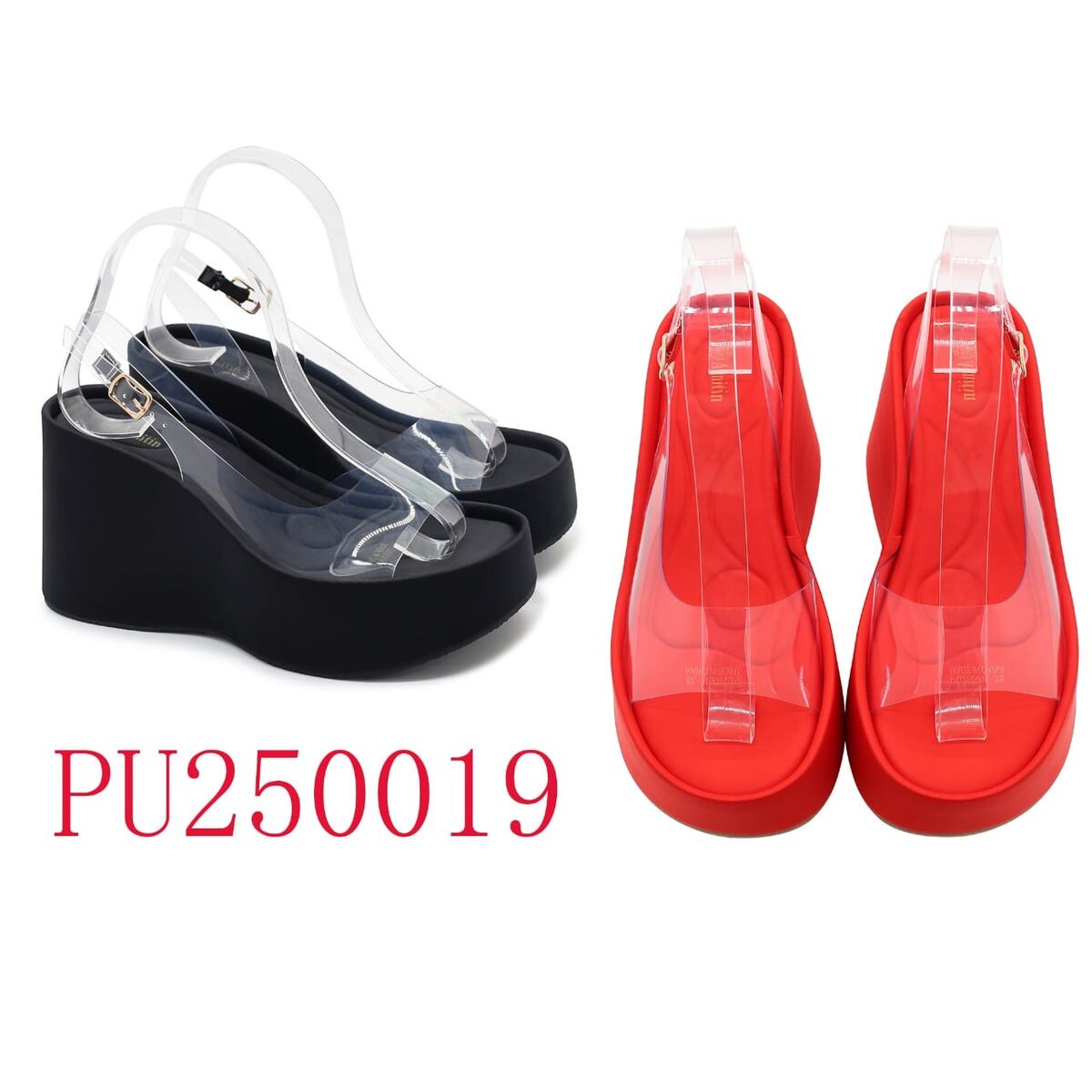 Sandales compensées transparentes