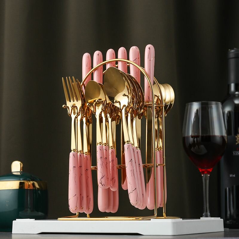 Ensemble couverts 25 pièces en acier inoxydable comprenant 6