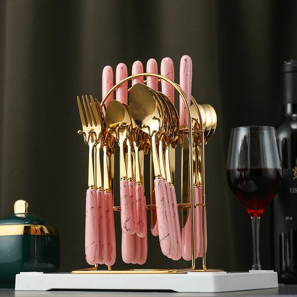 Ensemble couverts 25 pièces en acier inoxydable comprenant 6