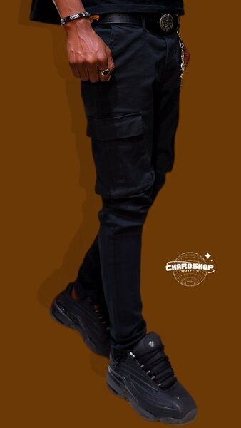 Pantalon cargo homme noir élégant