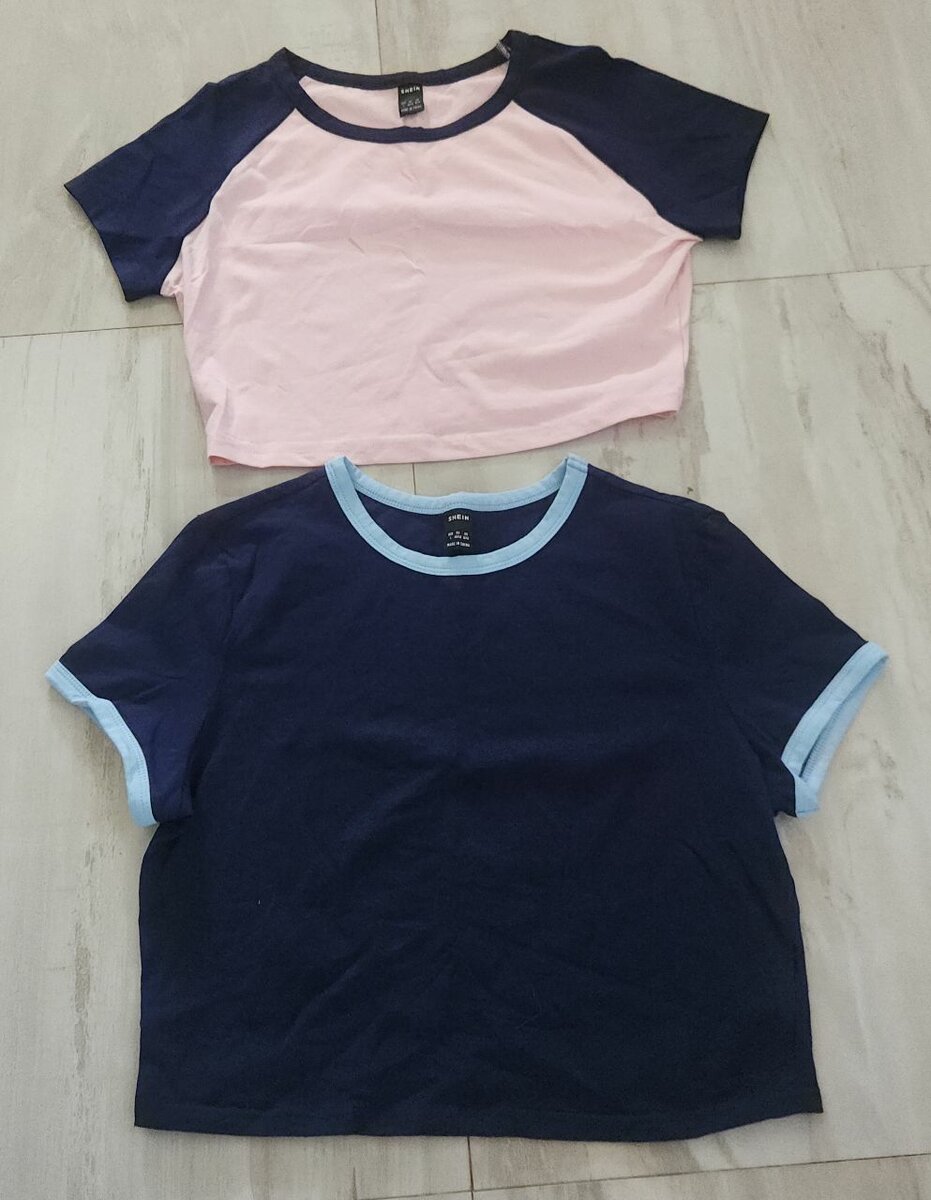 Shein Crop Top In Blue& Pink