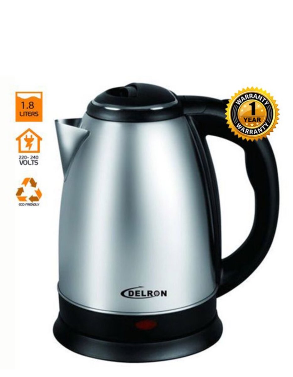 1.8L - DK-001 Electric Kettle - Black/Silver Brand: Delron |