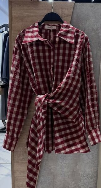 Рубашка в клетку на завязке