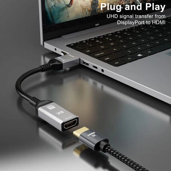 Câble CHENLENIC DisplayPort 1. vers HDMI 2.1 Ultra HD 8K mâl