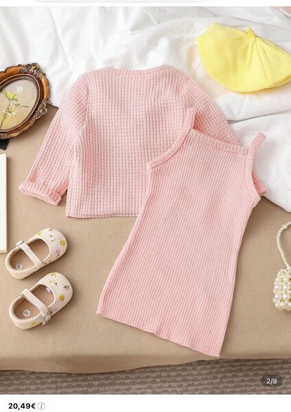 Gilet et Robe Tricot Fleurs Enfant