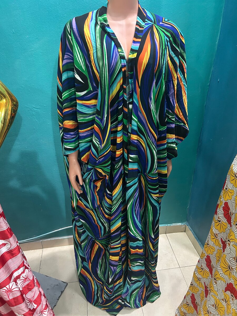 Kimono long à motifs colorés