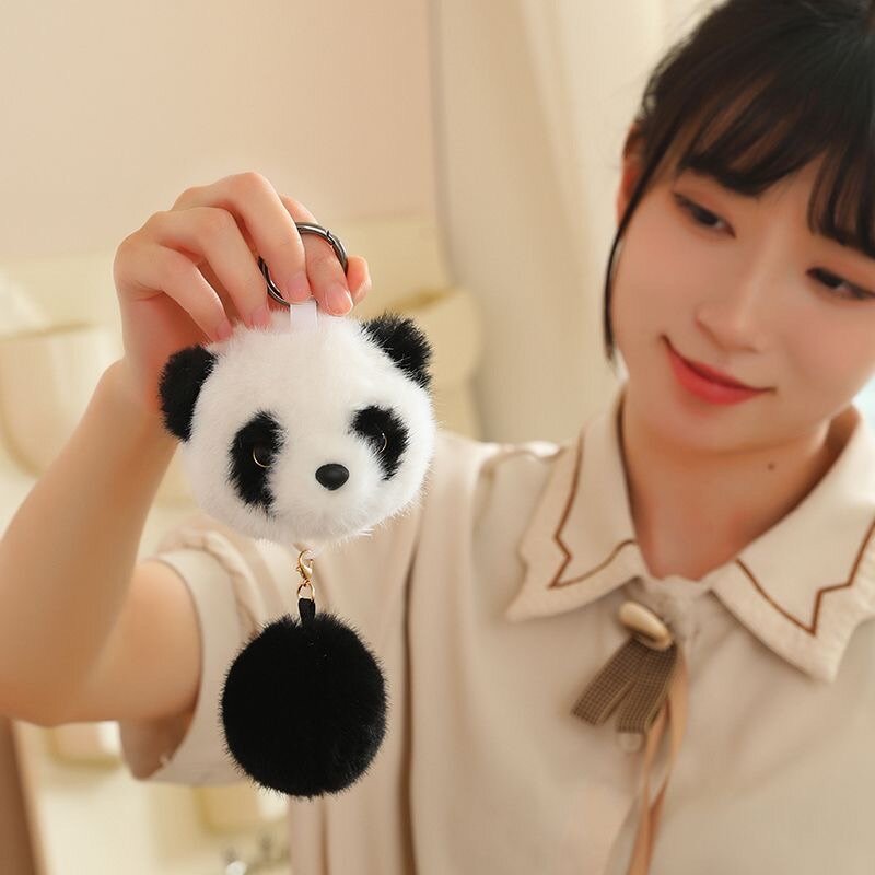 可爱熊猫毛绒包包挂件