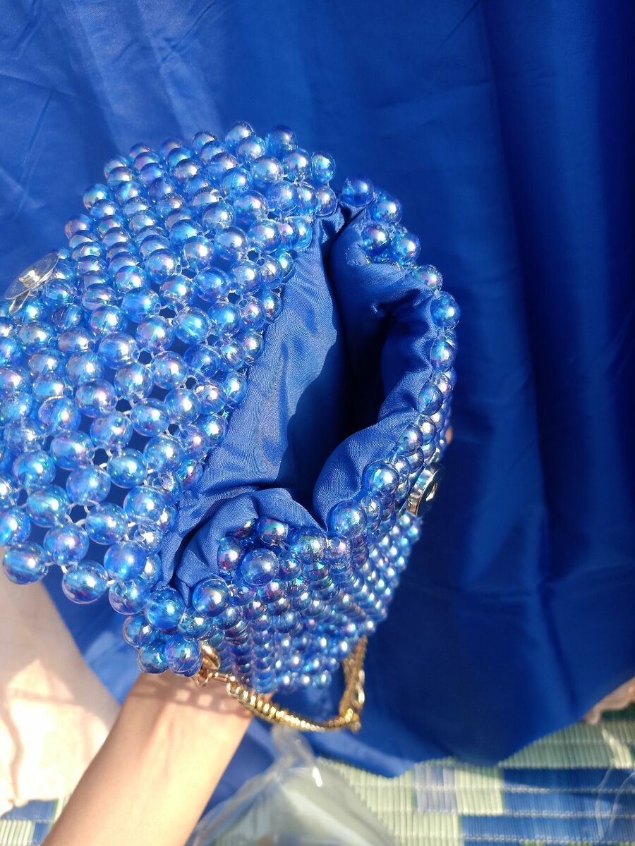 Blue Crystal beaded bag