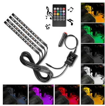Car Interior Atmosphere Light Remote Control RGB Light with Music Sensor