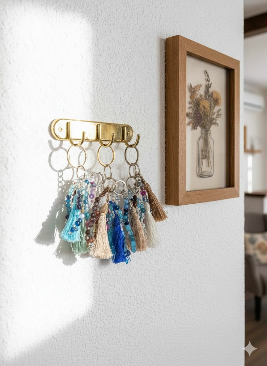 Porte-clés perles naturels